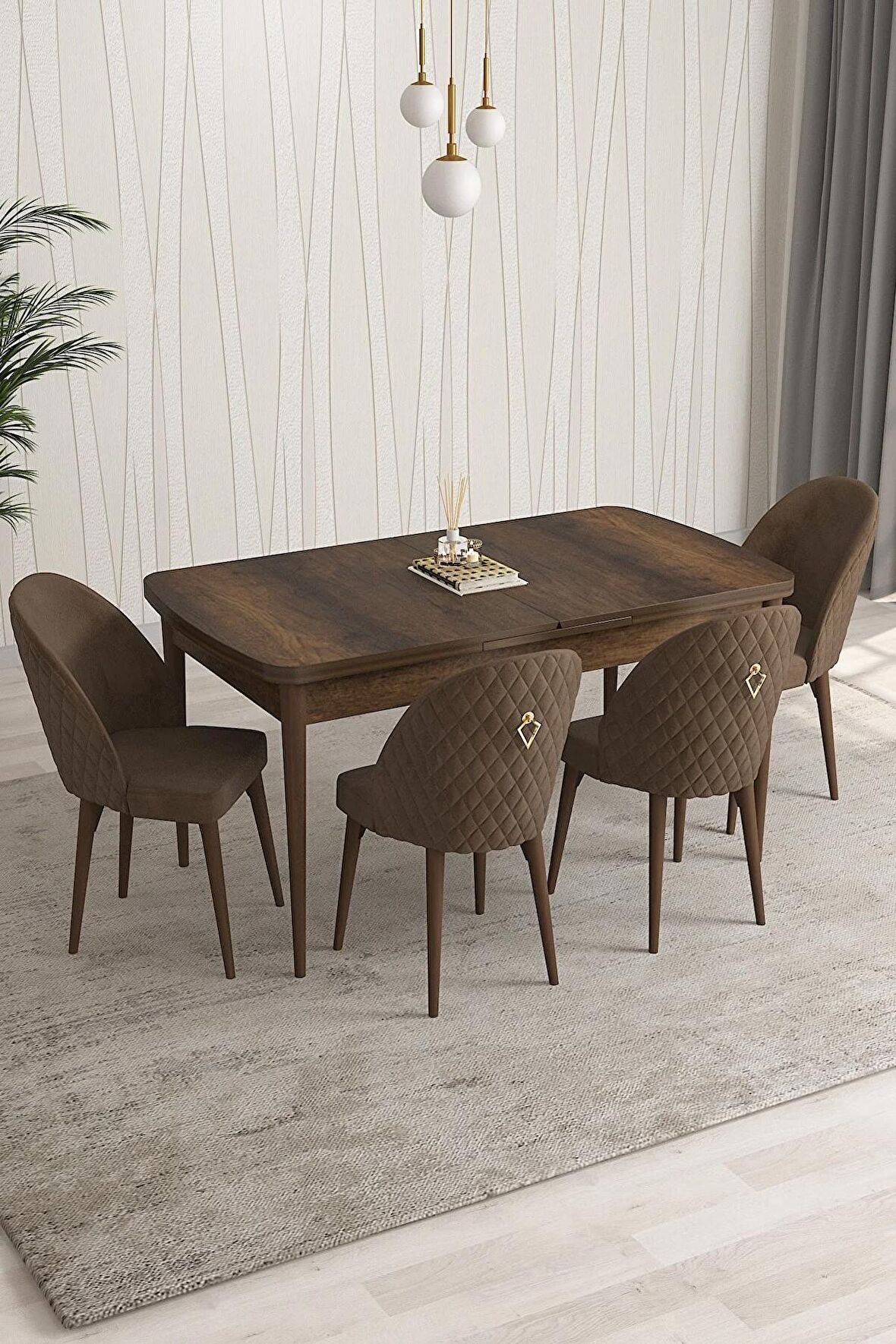 Rovena Modica Barok 80x132 Açılabilir Suntalam Yemek Odası Takımı 4 Adet Sandalye