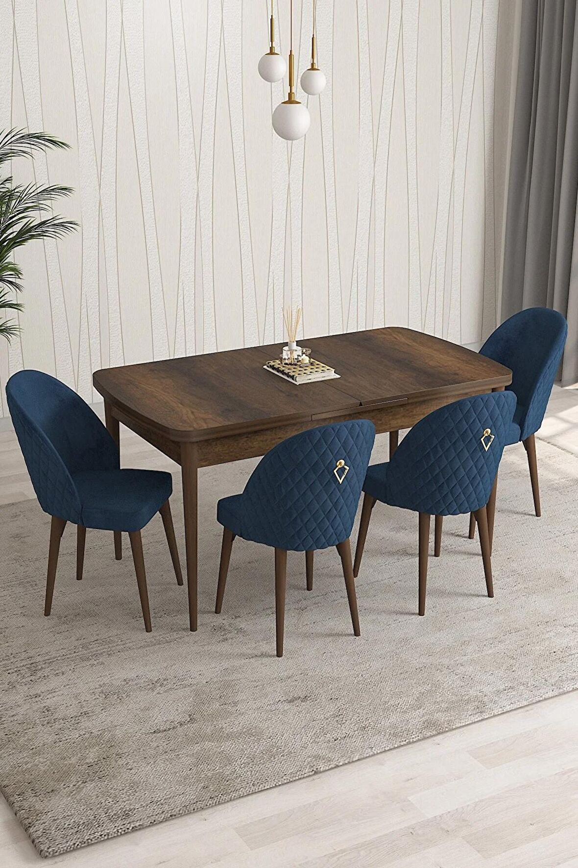 Rovena Modica Barok 80x132 Açılabilir Suntalam Yemek Odası Takımı 4 Adet Sandalye