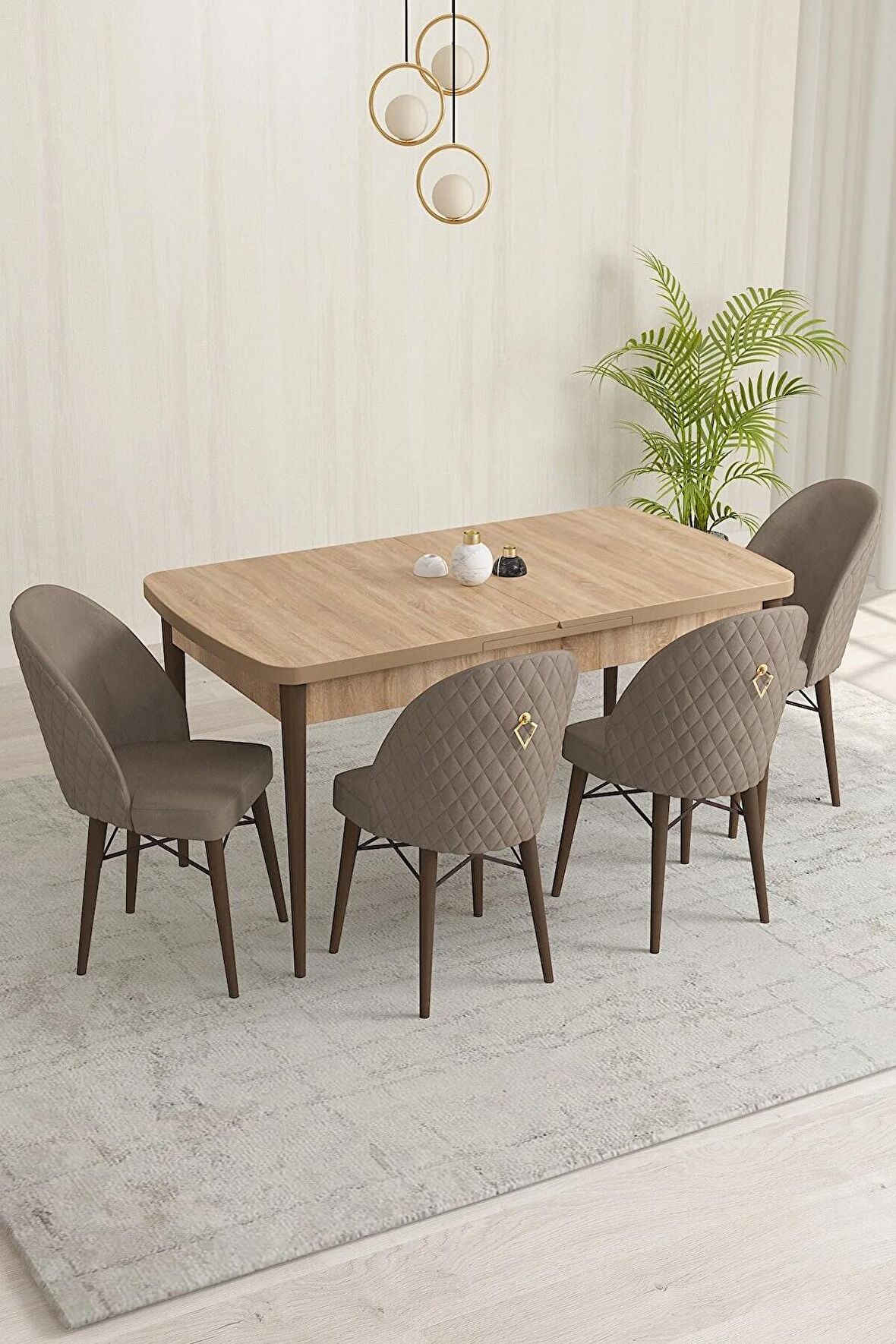 Rovena Olbia Meşe 80x132 Açılabilir Suntalam Yemek Odası Takımı 4 Adet Sandalye