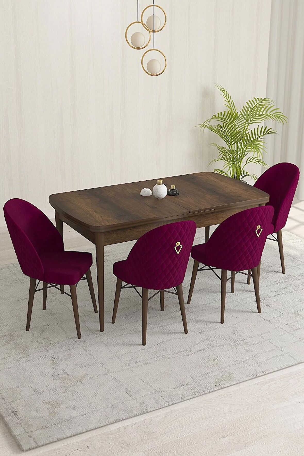 Rovena Olbia Barok 80x132 Açılabilir Suntalam Yemek Odası Takımı 4 Adet Sandalye