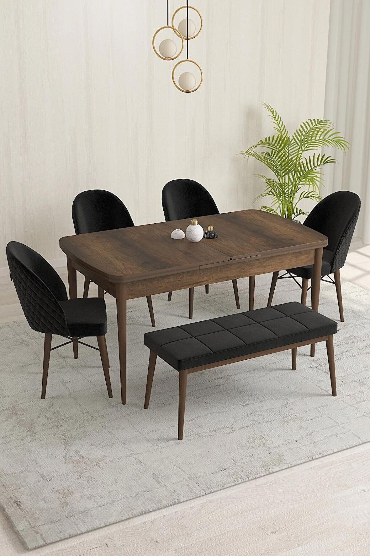 Rovena Olbia Barok 80x132 Açılabilir Suntalam Yemek Odası Takımı 4 Adet Sandalye+1 Bench