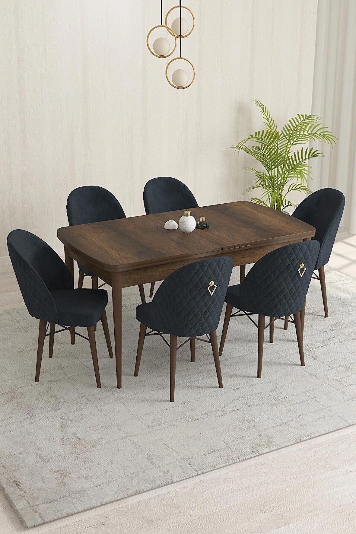 Rovena Olbia Barok 80x132 Açılabilir Suntalam Yemek Odası Takımı 6 Adet Sandalye