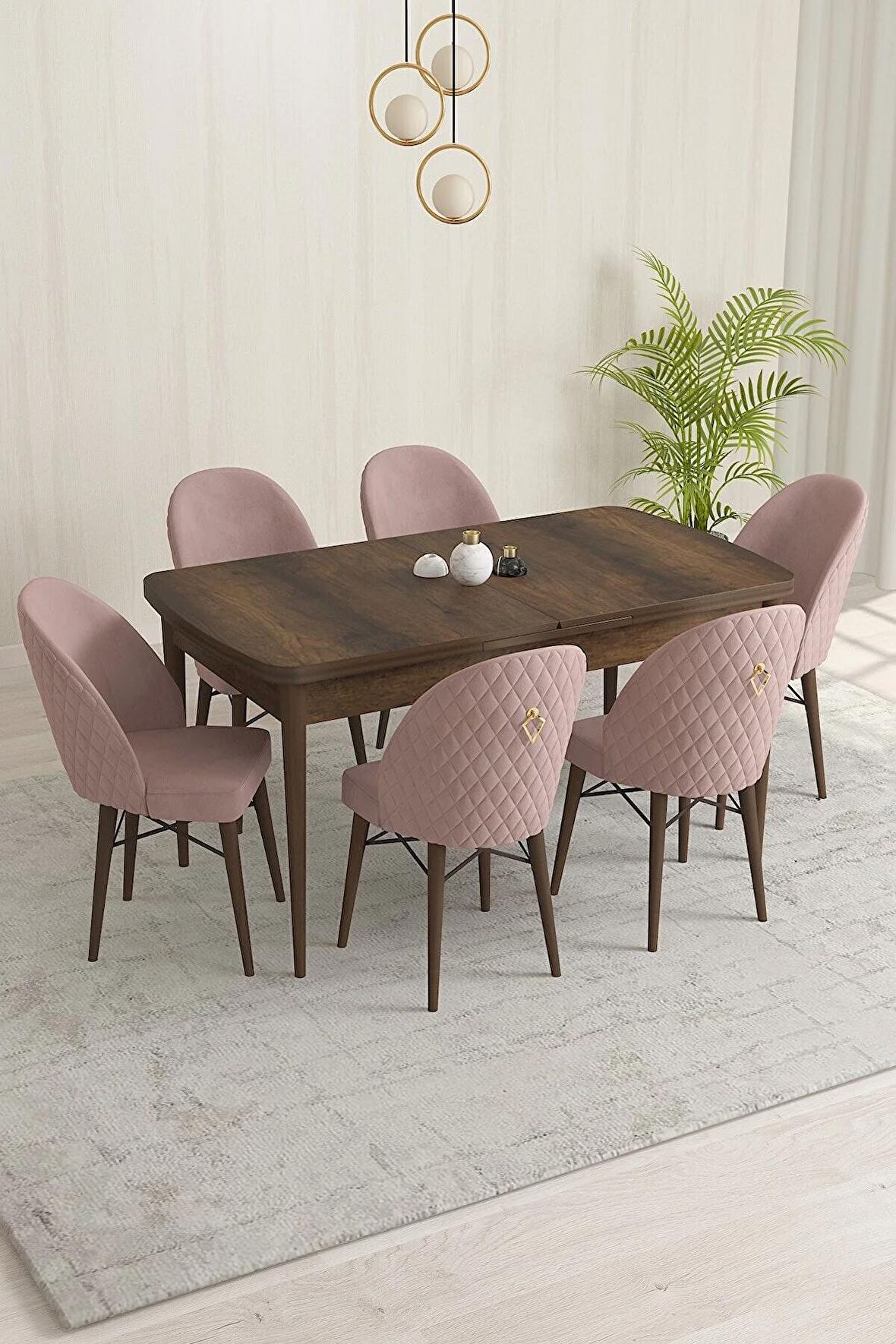 Rovena Olbia Barok 80x132 Açılabilir Suntalam Yemek Odası Takımı 6 Adet Sandalye