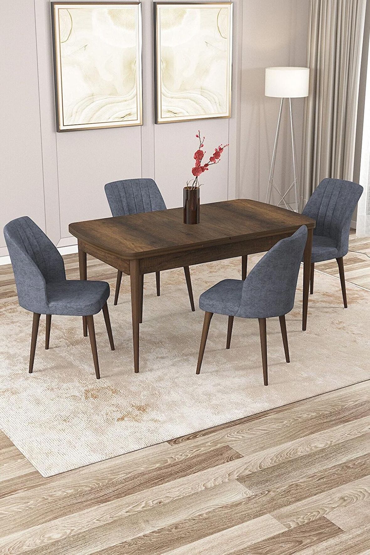 Rovena Zayn Barok 80x132 Açılabilir Suntalam Yemek Odası Takımı 4 Adet Sandalye
