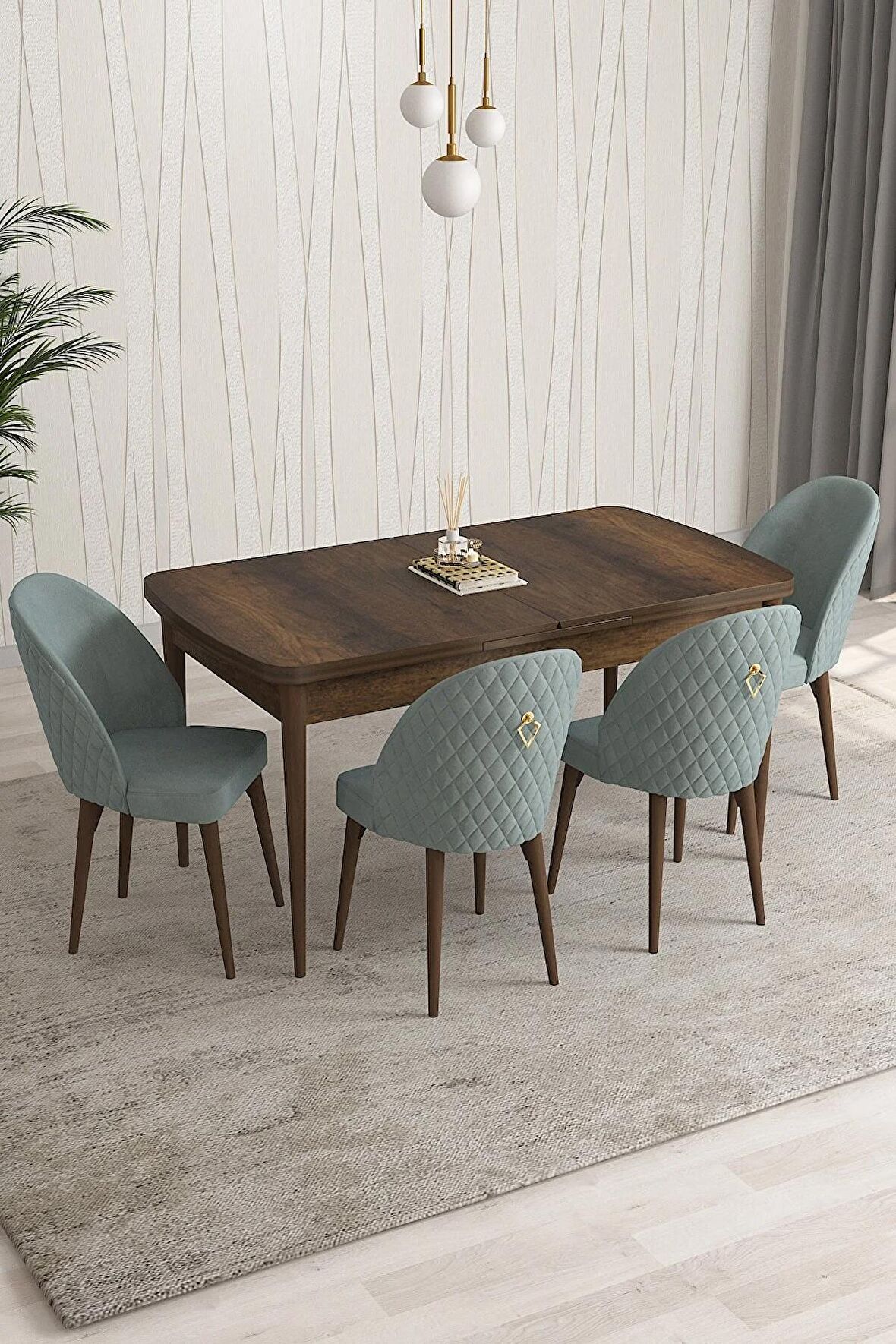 Rovena Arjeta Barok 80x132 Açılabilir Mdf Mutfak Masası Takımı 4 Adet Sandalye