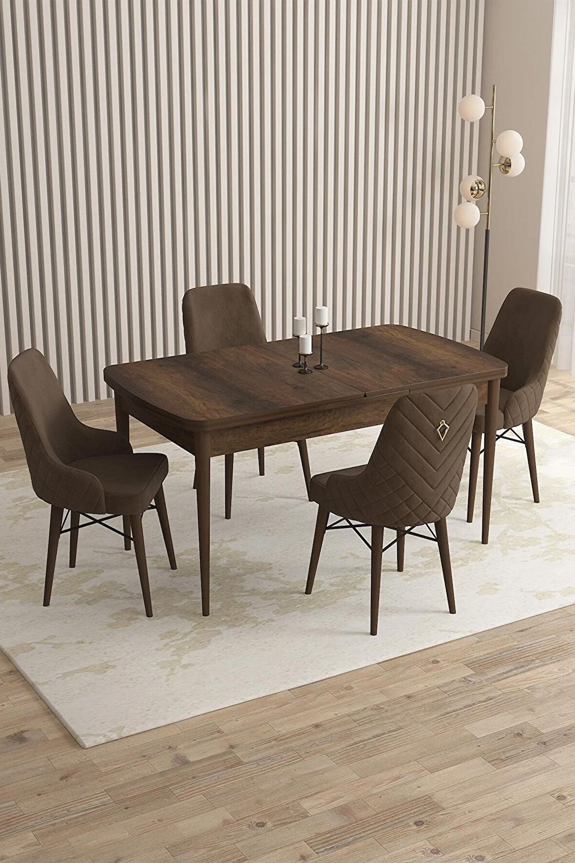 Rovena Flora Barok 80x132 Açılabilir Mdf Yemek Odası Takımı 4 Adet Sandalye
