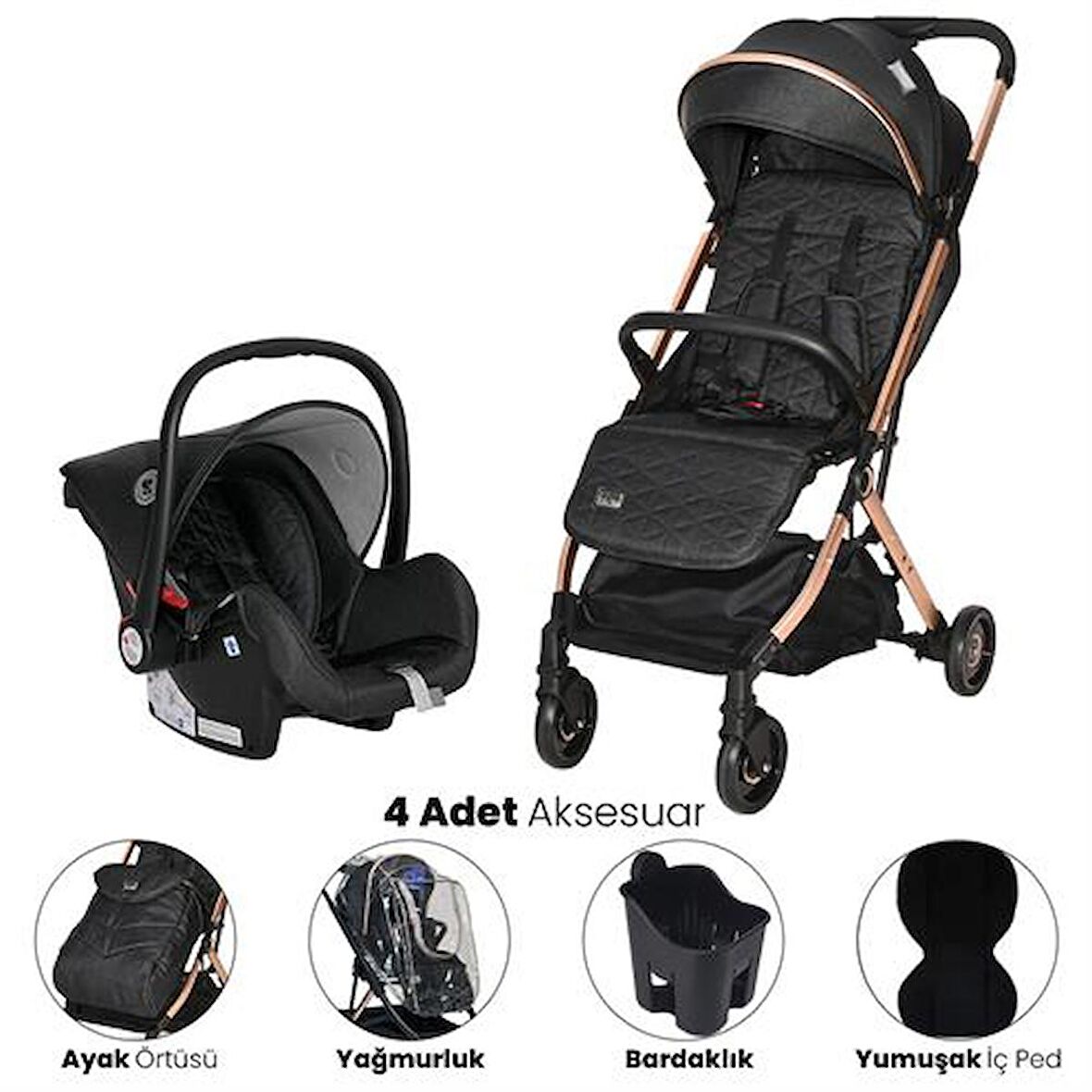 Lorelli Myla Kabin Boy & Travel Set Bebek Arabası - Black