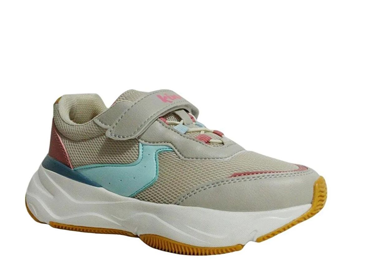Kinetix Bej Pembe Mavi Cırtlı Sneakers Spor Ayakkabı