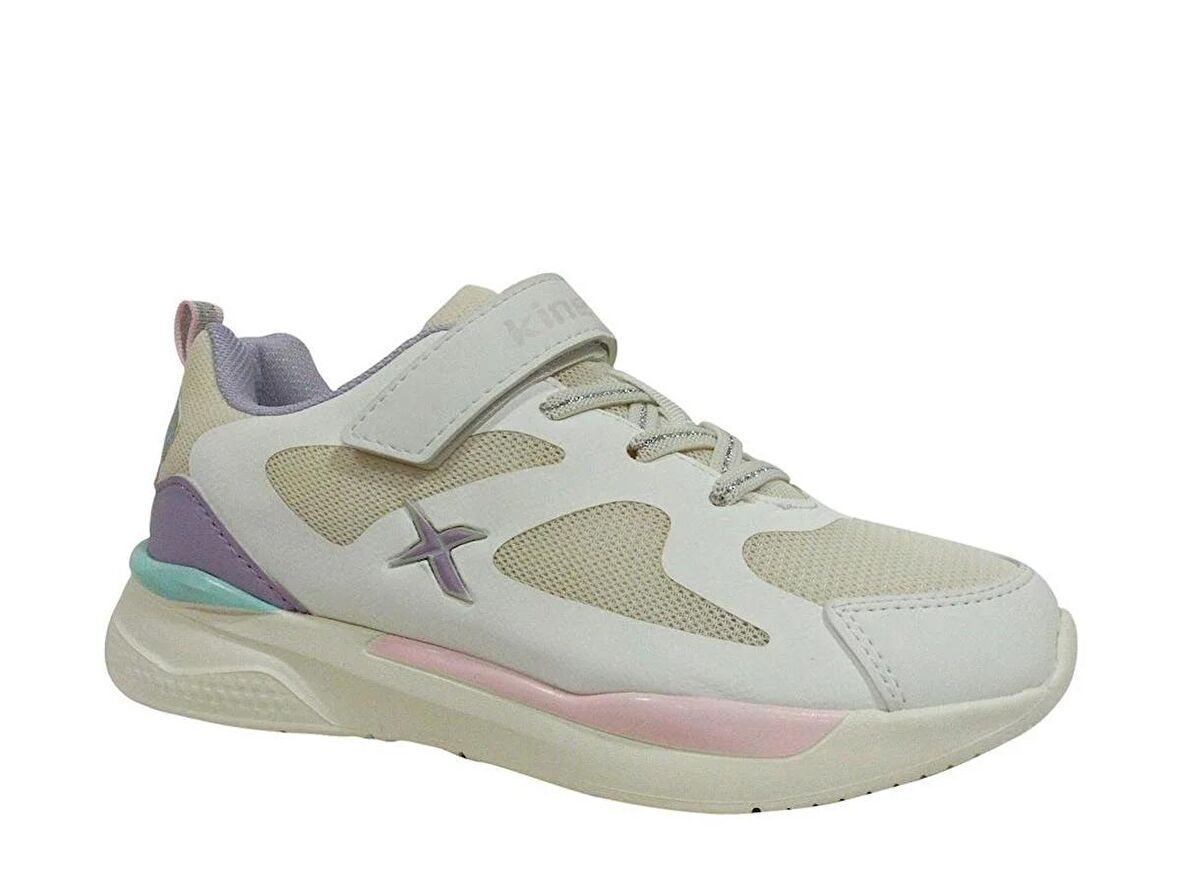 Kinetix Beyaz Lila Pembe Cırtlı Sneakers Spor Ayakkabı