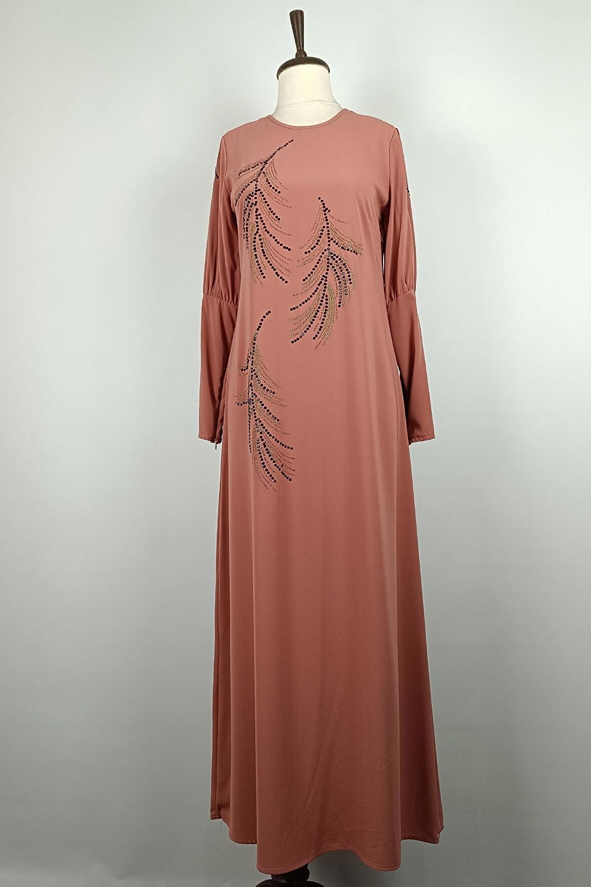 Taş Detayı Elbise Pembe 7804