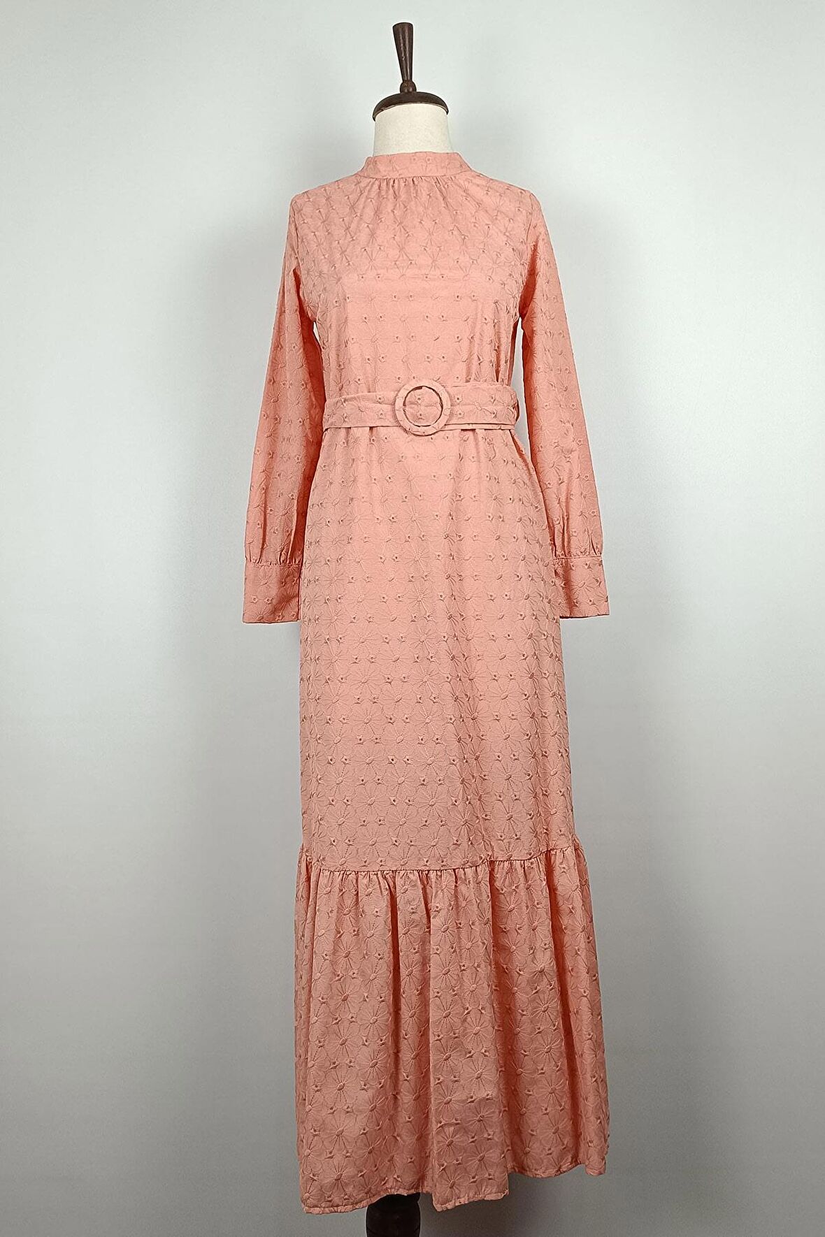 Brode Kemerli Elbise Pembe 7723
