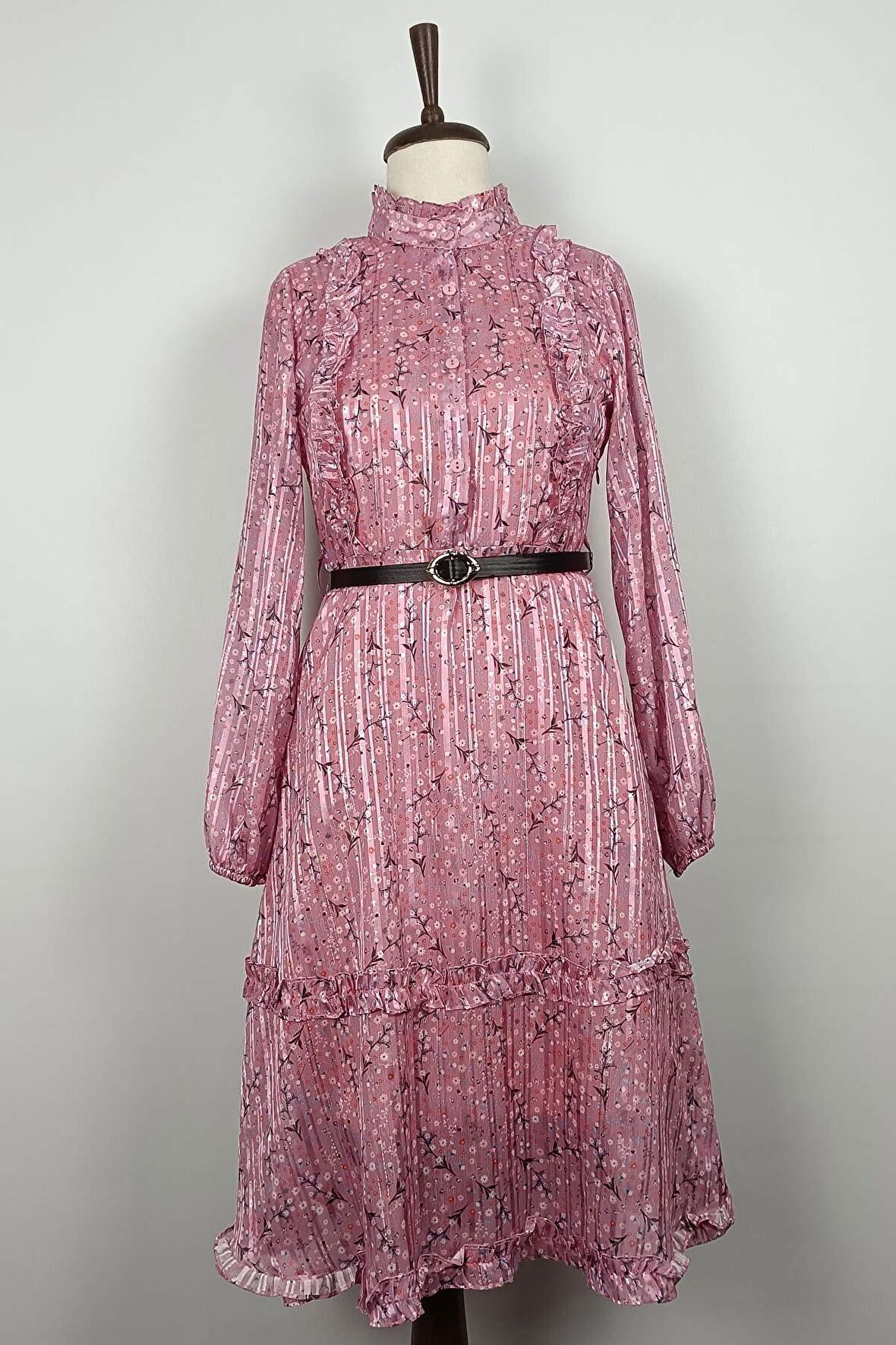 Fırfır Detayalı Tunik Pembe T1572