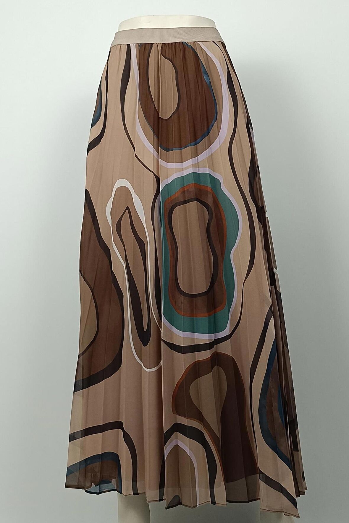 Büyük Beden Pliseli Etek Vizon 4325