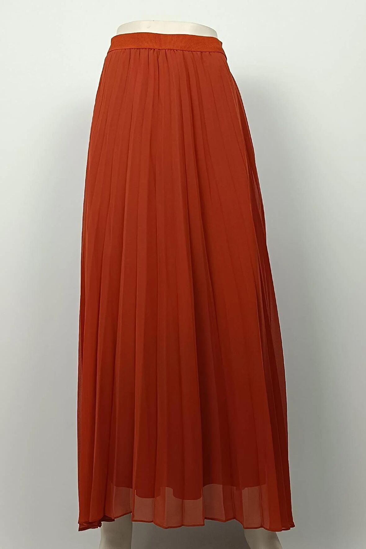 Büyük Beden Pliseli Şifon Etek Kiremit 4325