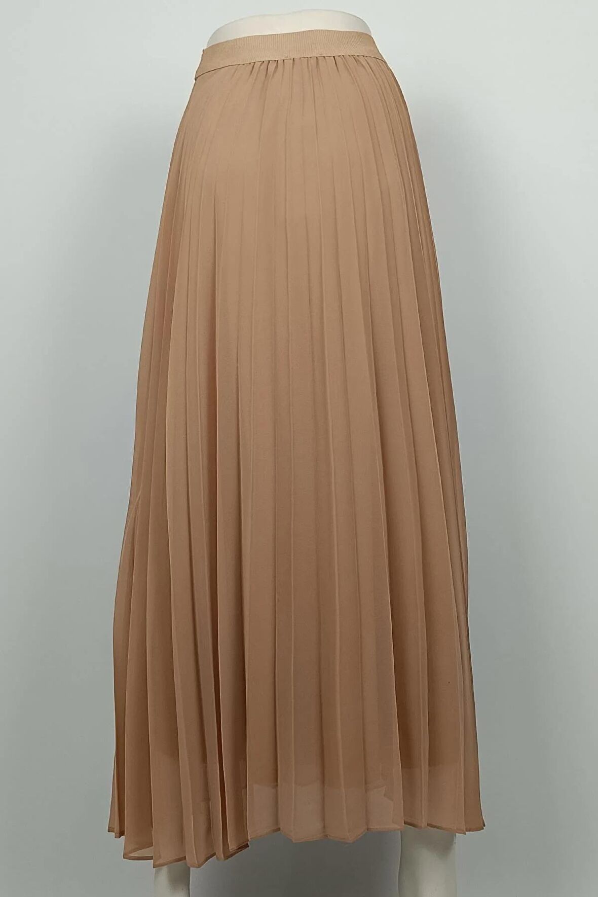 Büyük Beden Pliseli Şifon Etek Vizon 4325