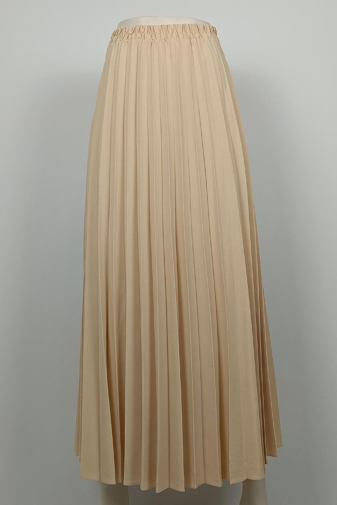 Pliseli Krep Etek Bej 4339
