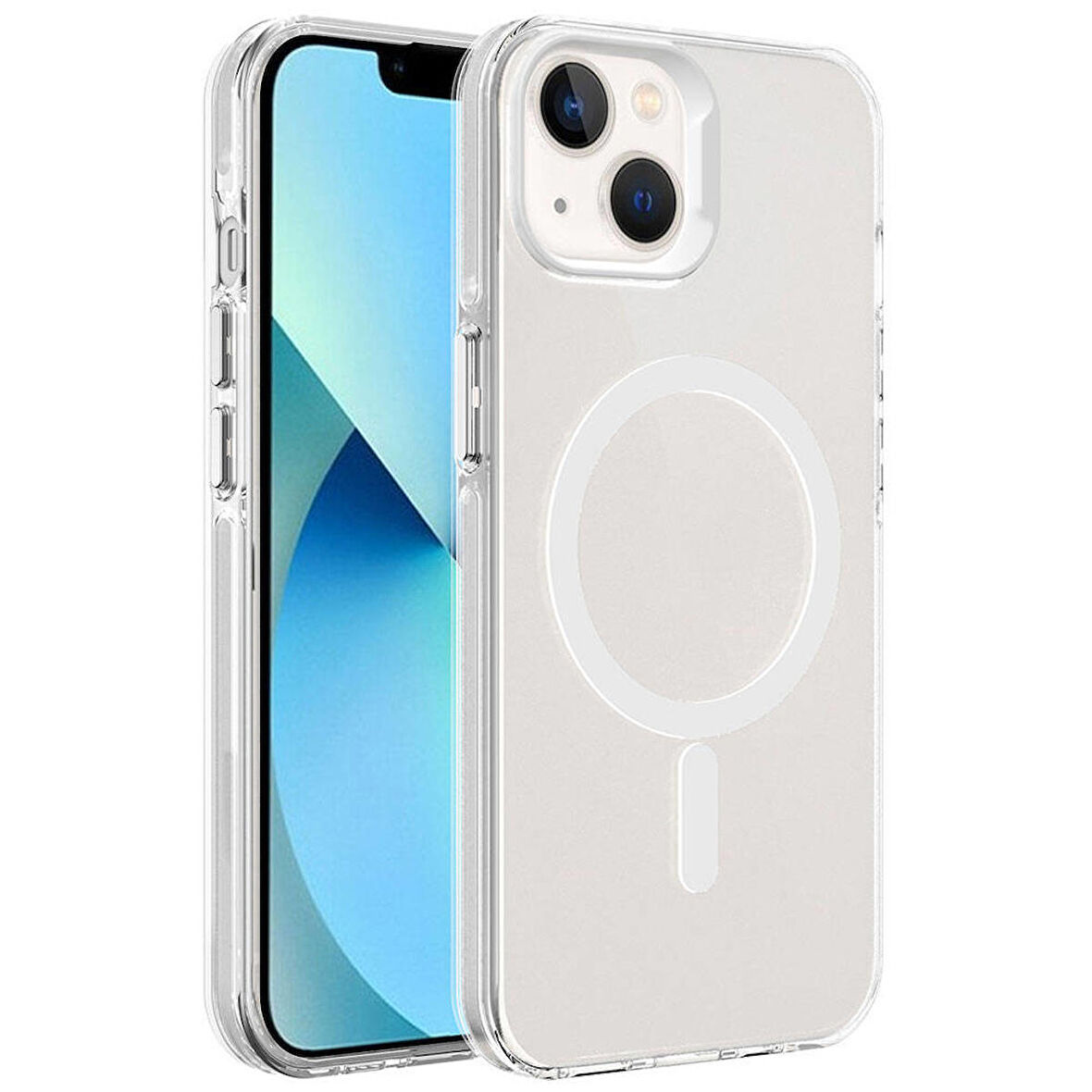 Gpack Apple iPhone 15 Plus Kılıf C-Pro Flex Tuşlu Magsafeli Arkası Buzlu Transparan