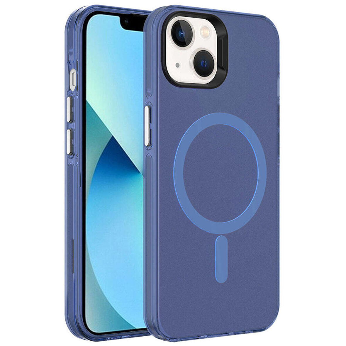 Gpack Apple iPhone 15 Plus Kılıf C-Pro Flex Tuşlu Magsafeli Arkası Buzlu Transparan