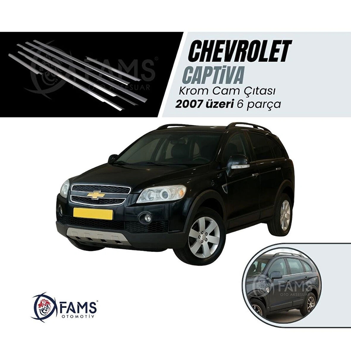 Chevrolet Captiva Krom Cam Çıtası 6 Prç. 2007 Üzeri P. Çelik