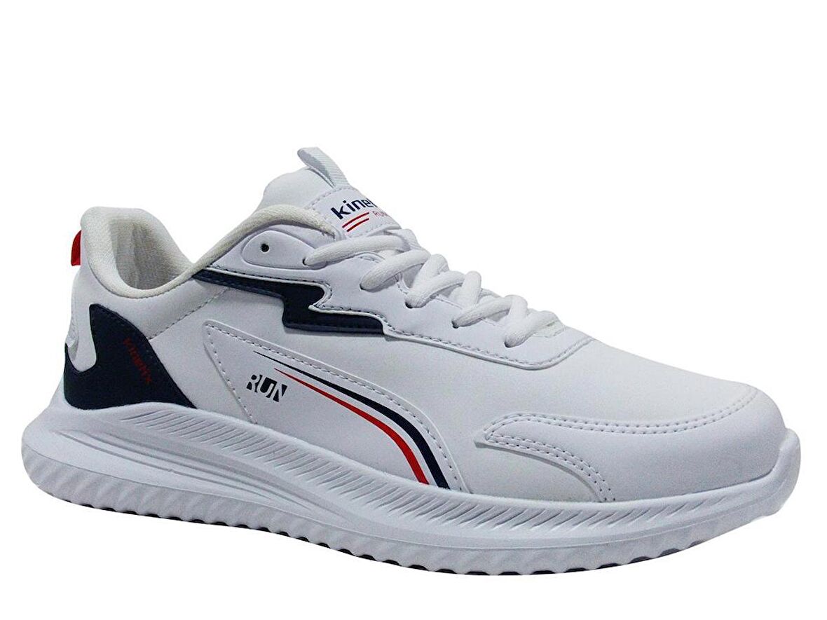 Kinetix Beyaz Lacivert Kırmızı Running Bağcıklı Spor Ayakkabı