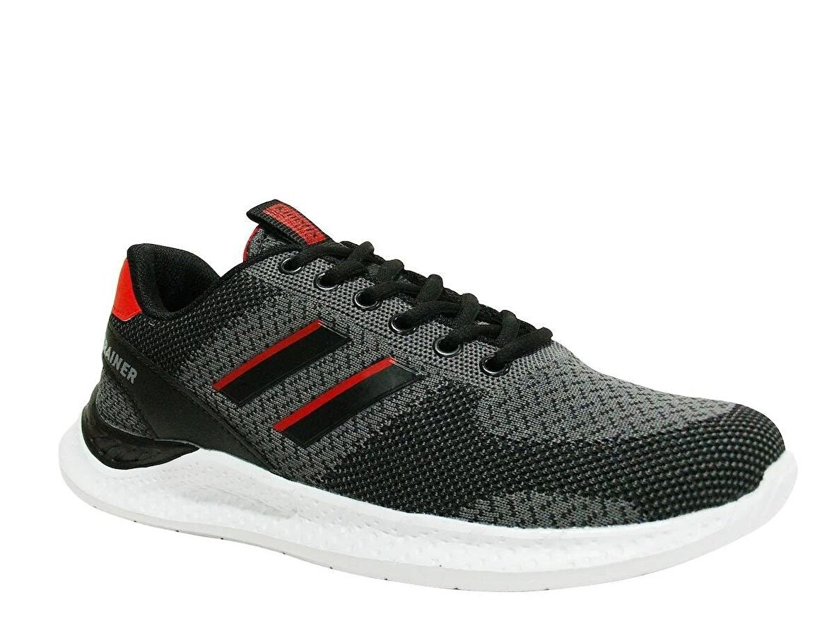 Kinetix Siyah Kırmızı Gri Bağcıklı Sneakers Spor Ayakkabı 