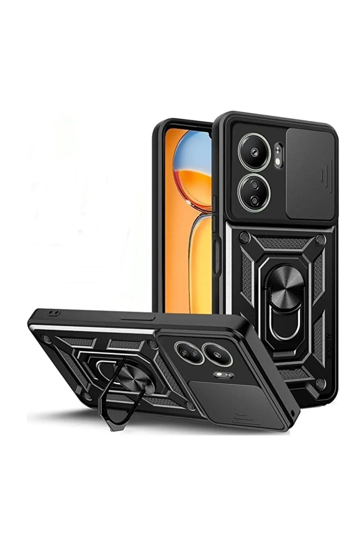 Gpack Xiaomi Redmi 13C Kılıf Tank Aramid Sürgülü Vega YüzüklüNano