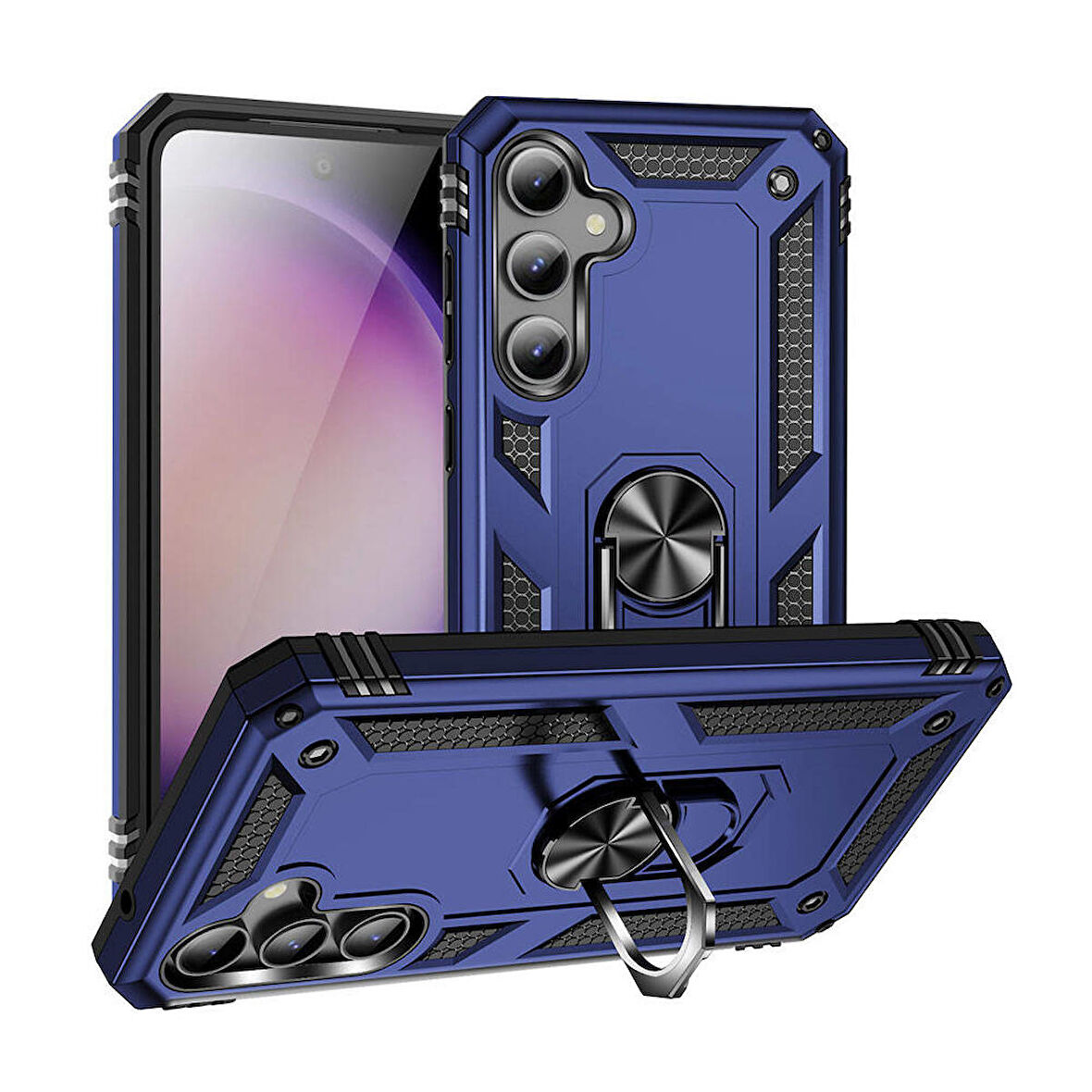 Gpack Samsung Galaxy S23 FE Kılıf Vega Sert Silikon Tank Standlı Yüzüklü Mıknatıslı