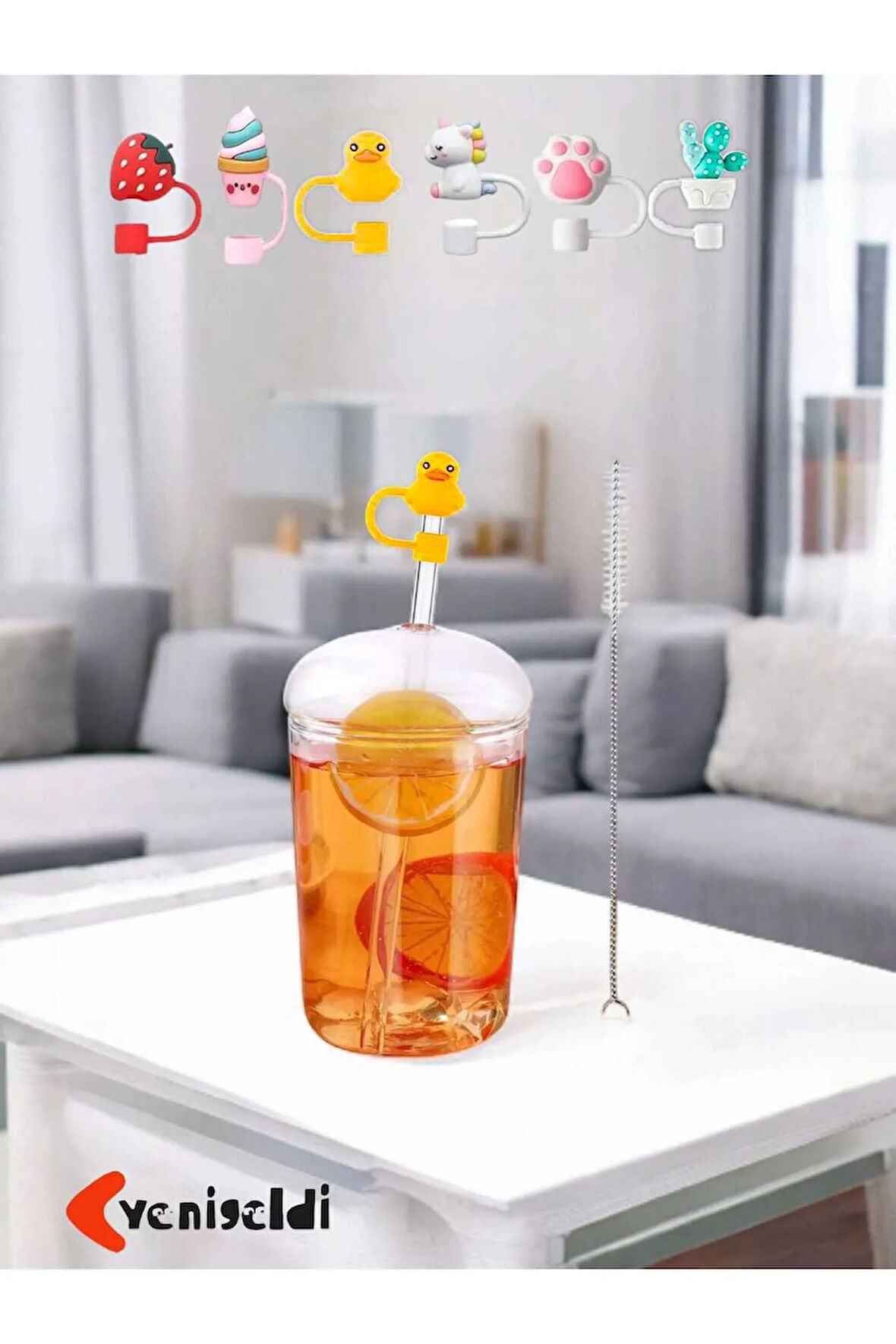 2 Adet Y39 450 ml Kubbe Kubbe Kapaklı Isıya Dayanıklı (2 Adet 6mm Pipet Kapağı )
