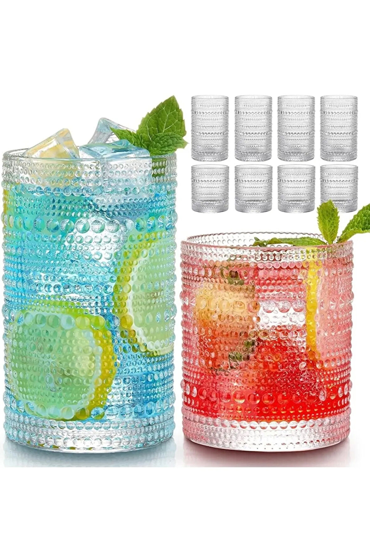 1 Adet y36 330ml Vintage Hobnail Bardak Antika Boncuk Kabartmalı  KahveViski