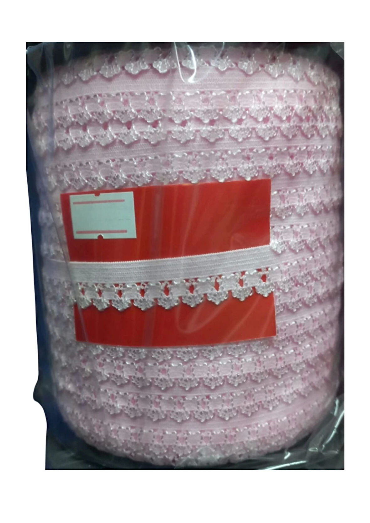 Çamaşır Lastiği Dantelli 1 cm 75 Metre 1 Top Açık Pembe