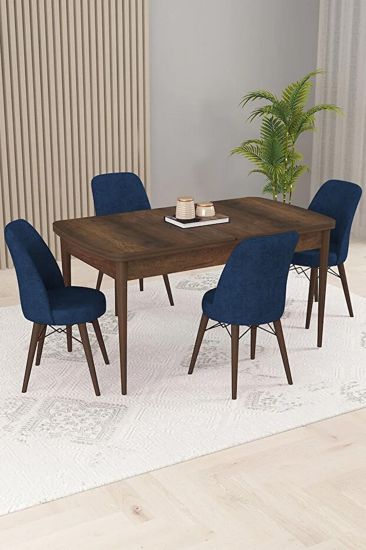 Rovena Kaf Barok 80x132 Açılabilir Suntalam Mutfak Masası Takımı 4 Adet Sandalye