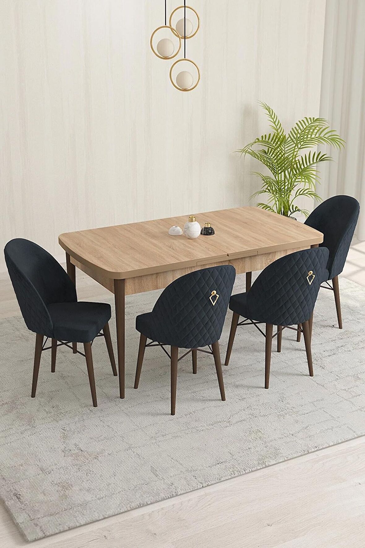 Rovena Olbia Meşe 80x132 Açılabilir Suntalam Mutfak Masası Takımı 4 Adet Sandalye