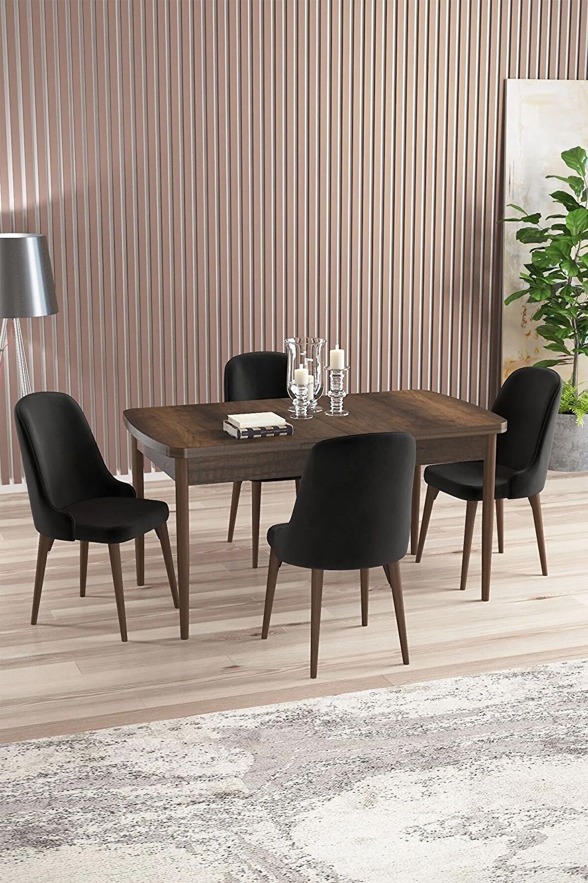 Rovena Armin Barok 80x132 Açılabilir Mdf Mutfak Masası Takımı 4 Adet Sandalye