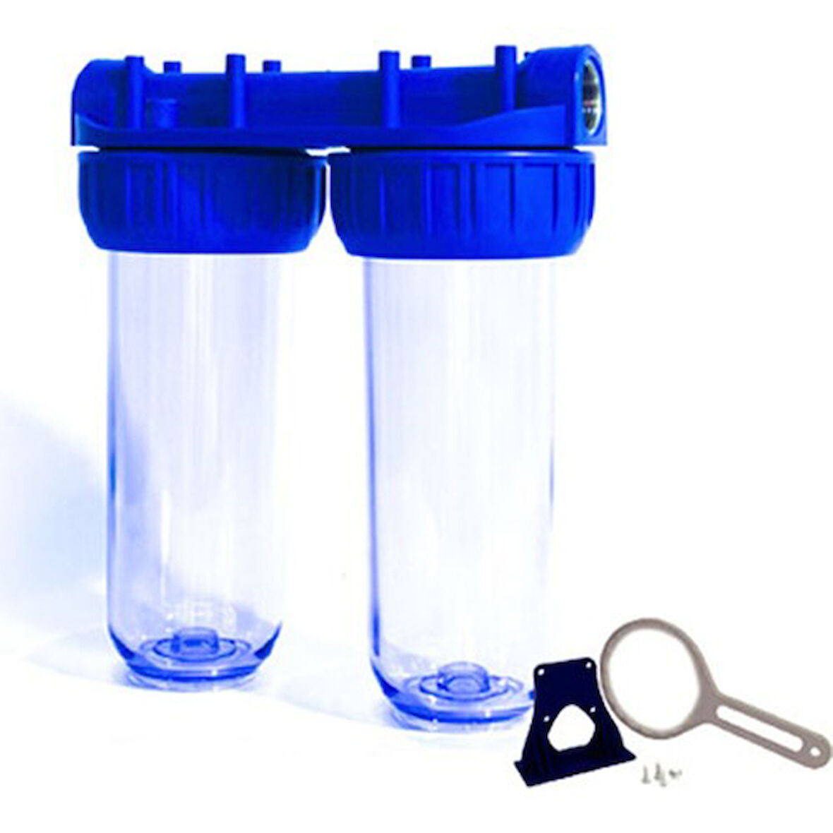 10'' Dublex(Çiftli) Tesisat Tipi Su Arıtma Filtre Kabı 3/4 giriş çıkışlı