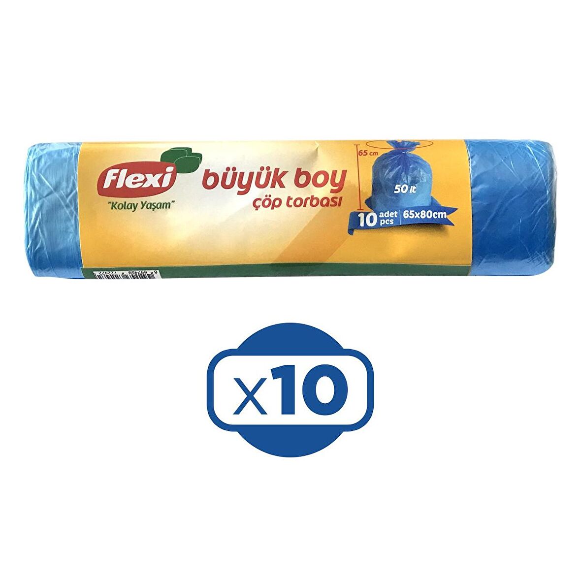 Flexi Çöp Torbası Büyük Boy 60x80 cm 10 lu Mavi x 10 Adet