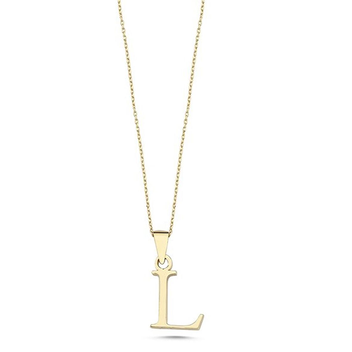 Altın Sade L Harfi Kolye