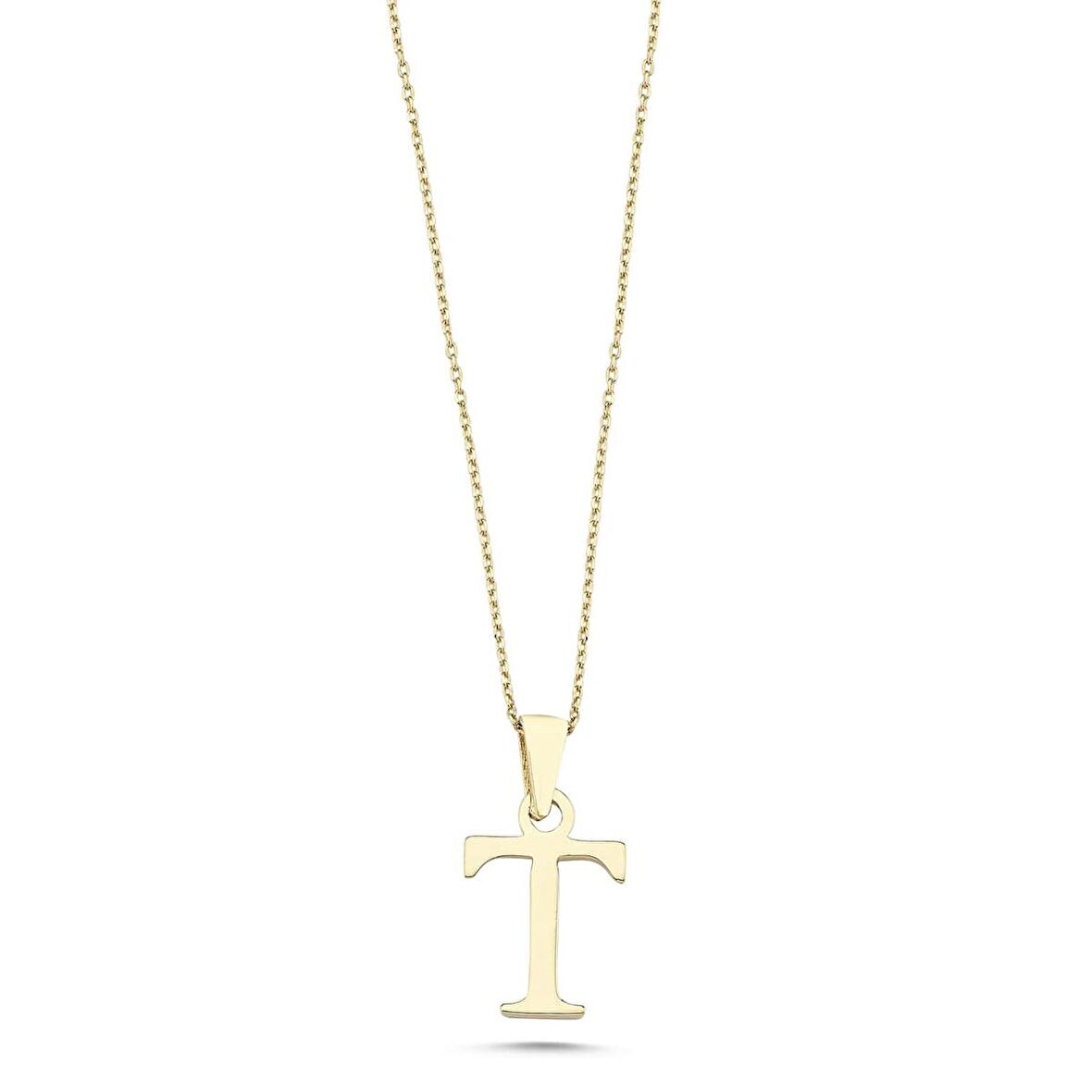 Altın Sade T Harfi Kolye