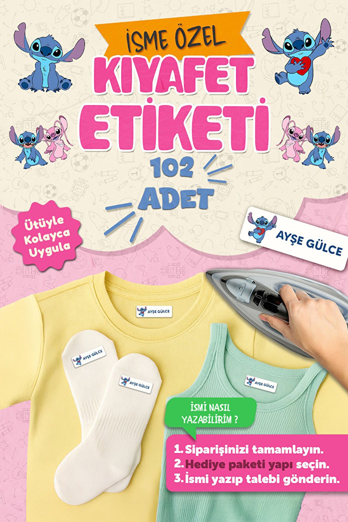 Kıyafet Etiketi - Okul Kıyafetlerine Kişiye Özel 30 Saniyede Kolay Uygulama Yıkamaya Dayanıklı Stic