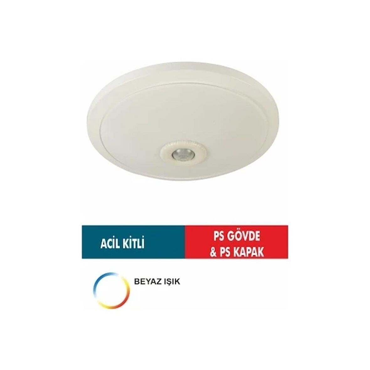 No-vo 18W Ledli Sensörlü Acil Kitli Tavan Armatürü (Ps Gövde & Ps Kapak) NV004.33