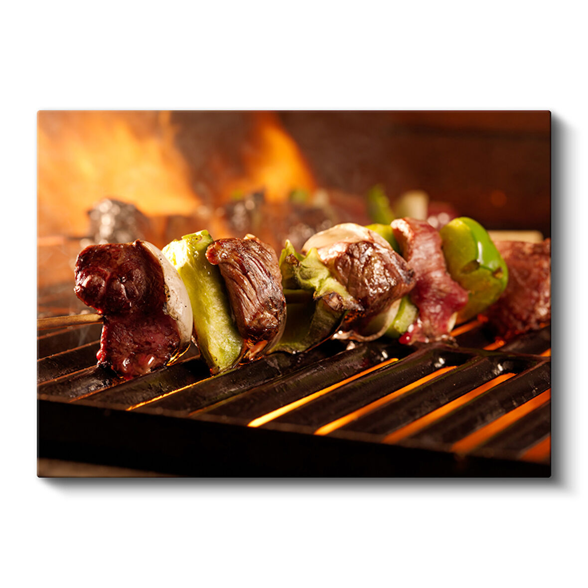 Mangal Ateşinde Izgara Şiş Kebap Kanvas Tablo