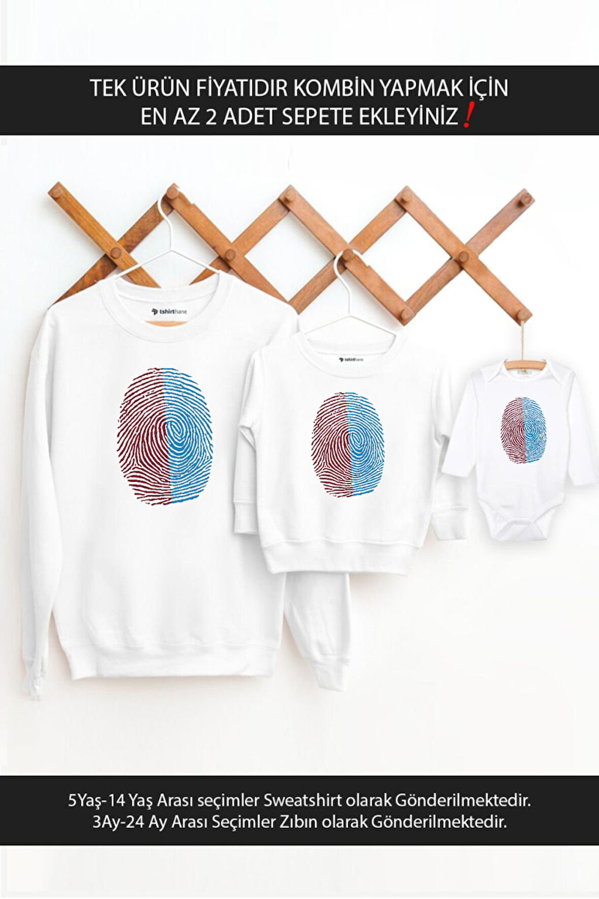 Bordo Mavi Parmak İzi Baba Oğul Kız TEK ÜRÜN FİYATIDIR KOMBİN YAPMAK İÇİN EN AZ 2 ADET SEPETE EKLE