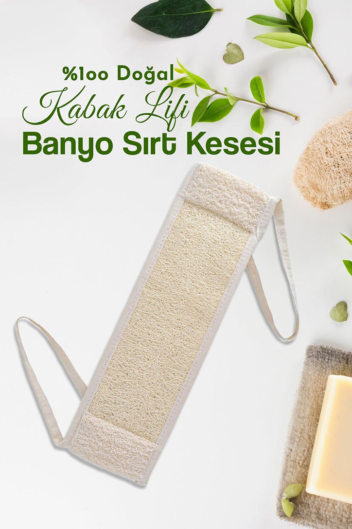 Doğal Kabak Lifli Banyo Sırt Kesesi, Antebakteriyel Çift Yönlü(Havlu Doku-Kabak Lifi) Banyo Lifi