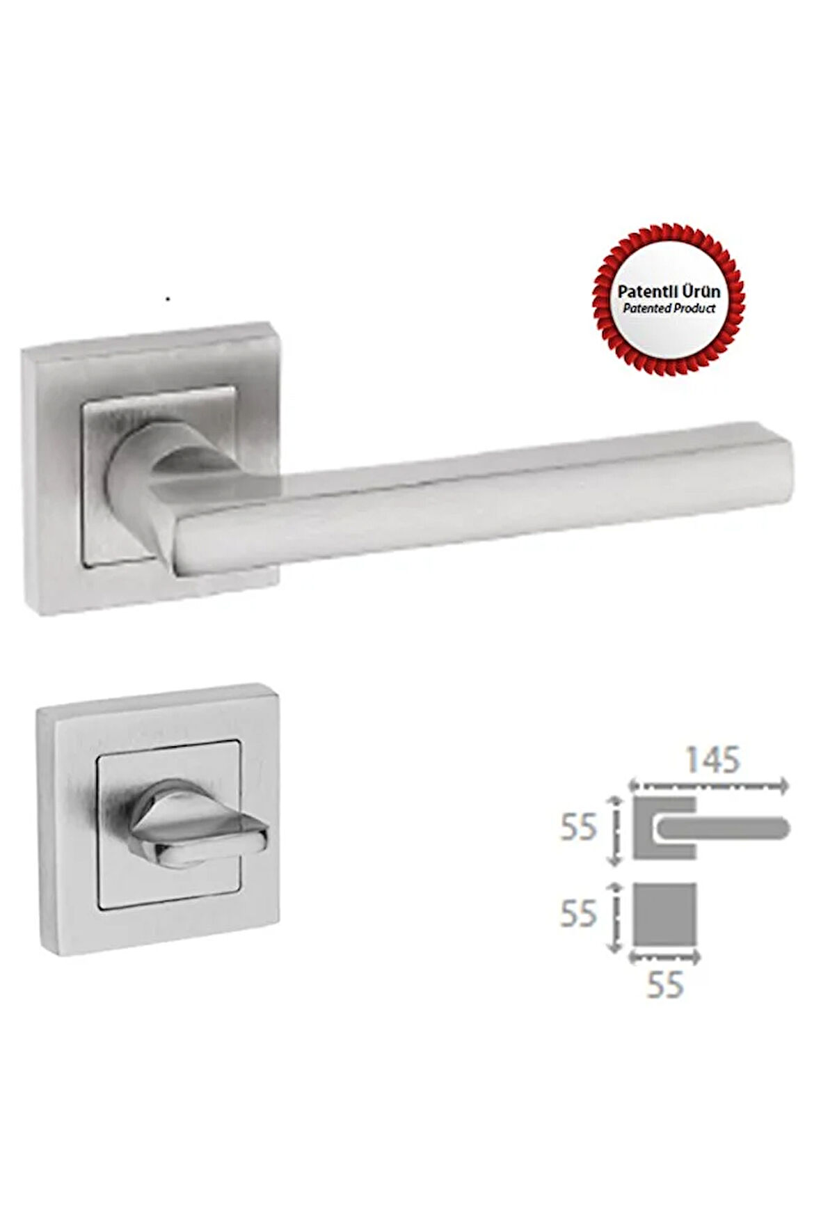 Eurpa Saten Nikel Kapı Kolu Kare Rozetli Wc (tk)