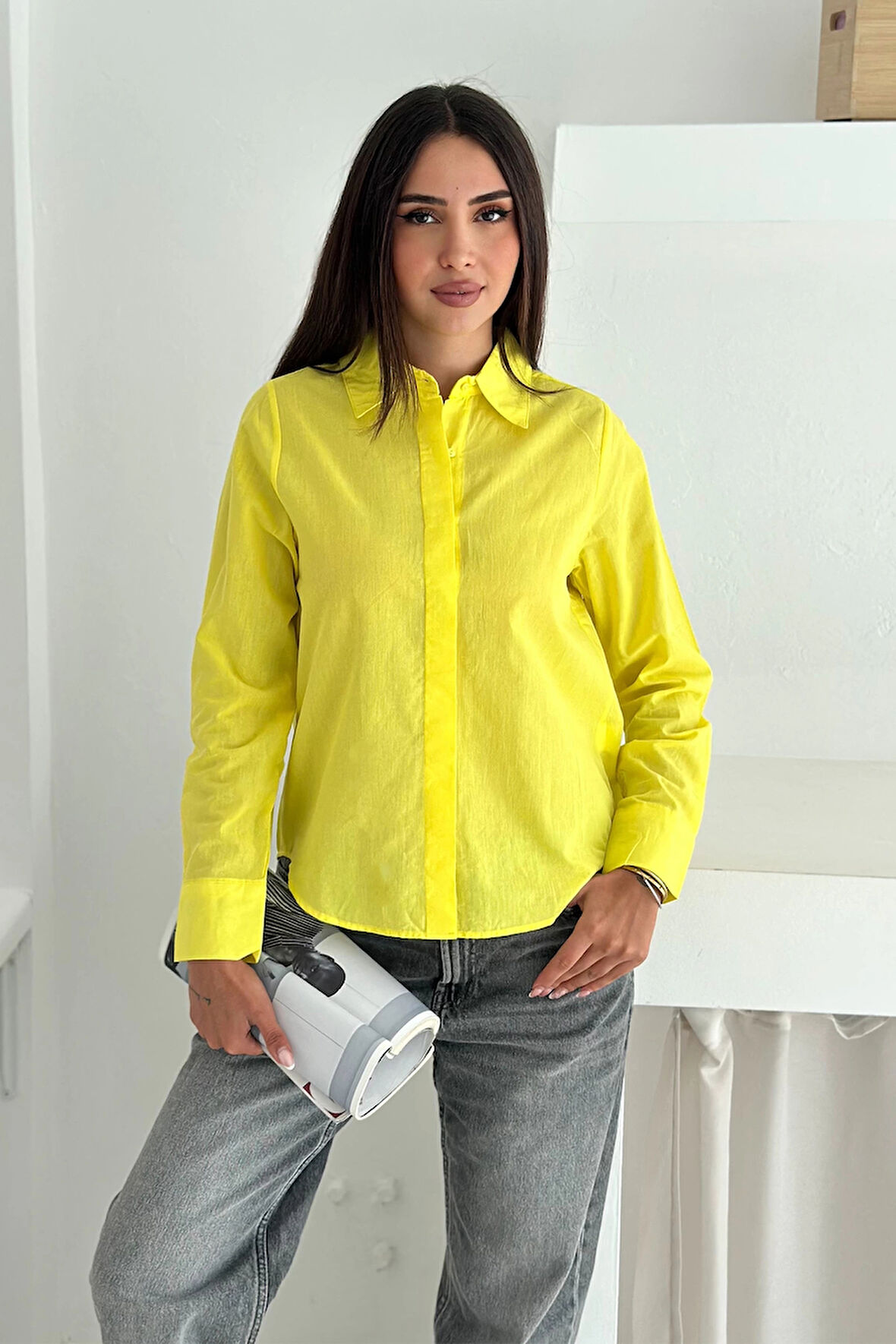 Balon Kol Gömlek Sarı