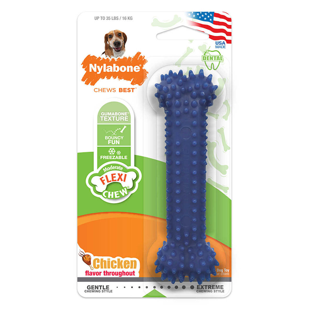 812807-Nylabone Tavuk Aromalı Köpek Çiğneme Kemiği M