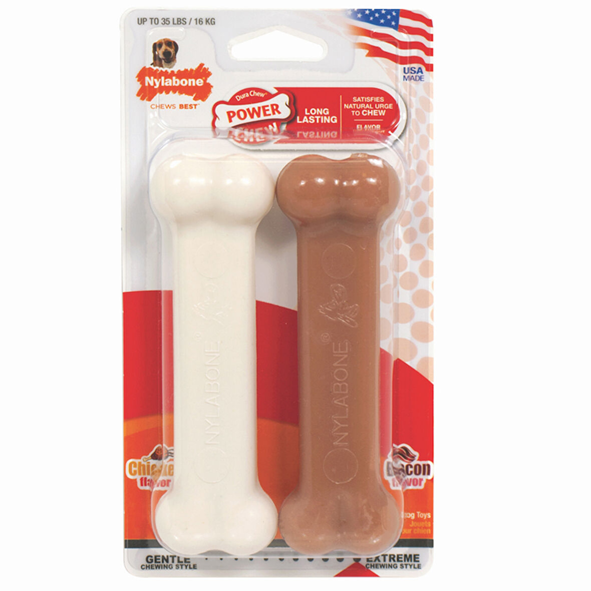 829034-Nylabone Tavuk ve Domuz Aromalı Köpek Çiğneme Kemiği L 2Li