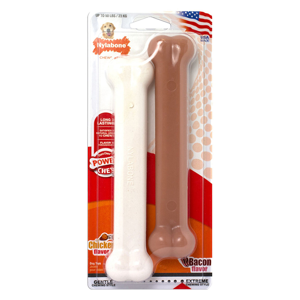 829041-Nylabone Tavuk ve Domuz Aromalı Köpek Çiğneme Kemiği L 2Li