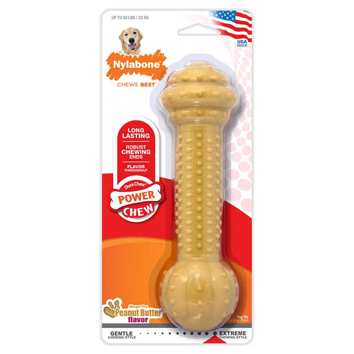830290-Nylabone Halter Şeklinde Fıstık Ezmeli Köpek Çiğneme Kemiği L