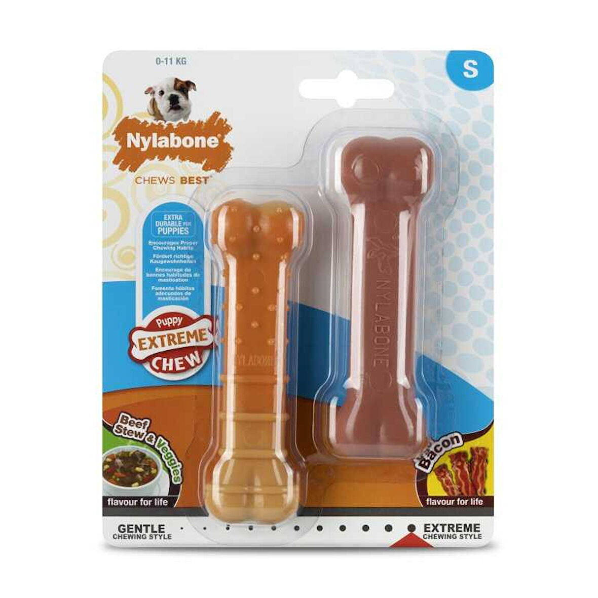 851851-Nylabone Puppy Biftek-Pastırma ve Sebzeli Çiğneme Kemiği S