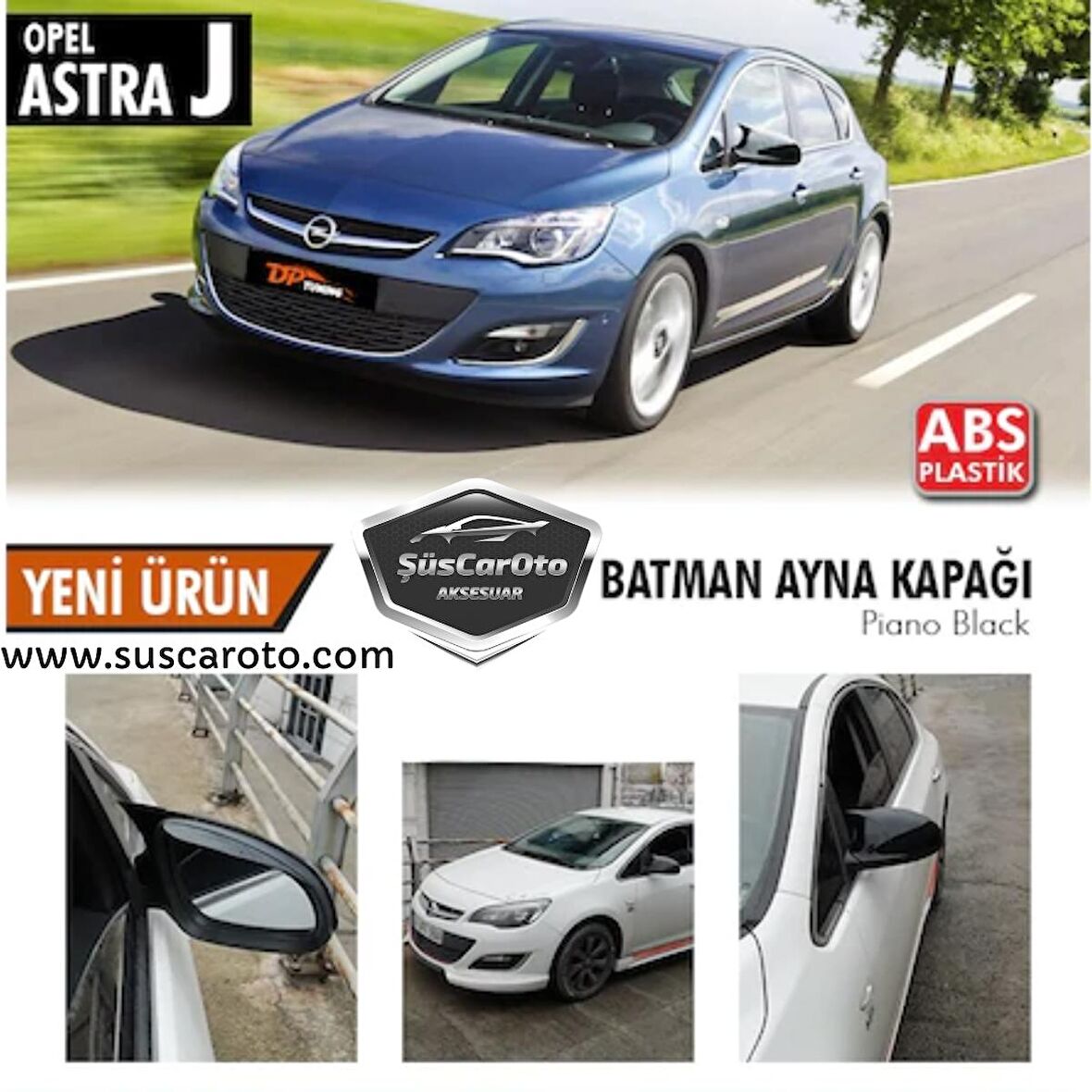 Opel Astra J 2009-2020 Batman Yarasa Ayna Kapağı Piano Black ABS Plastik